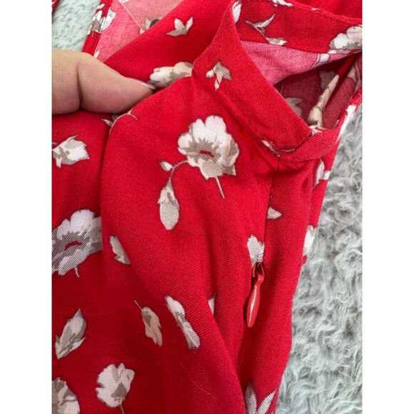 Free People Red Floral Print Keyhole Back Dinner Dress Size 10 NWT - Picture 8 of 16